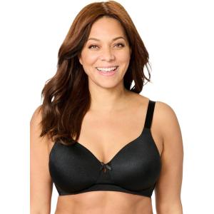 Comfort Choice Women’s Plus Size Back-Smoothing Wireless T-Shirt Bra(Black)