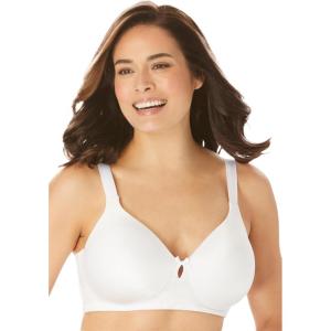 Comfort Choice Women’s Plus Size Back-Smoothing Wireless T-Shirt Bra(White)