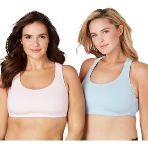 Comfort Choice Women’s Plus Size Wireless Sport Bra 2-Pack(Pastel Pack)