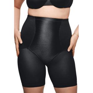 Secret Solutions Women’s Plus Size Power Shaper Firm Control Long Leg Shaper(Black)