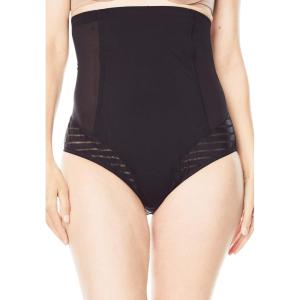 Secret Solutions Women’s Plus Size Shadow Stripe Shaper High-Waist Brief(Black)
