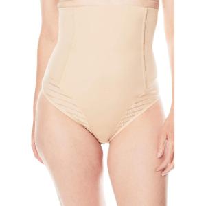 Secret Solutions Women’s Plus Size Shadow Stripe Shaper High-Waist Brief(Nude)