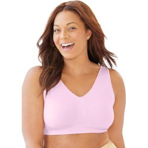 Secret Solutions Women’s Plus Size Wireless Seamless Bra(Pink)
