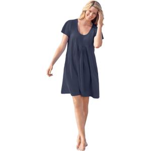 Swim 365 Women’s Plus Size Box-Pleat Cover Up(Navy)
