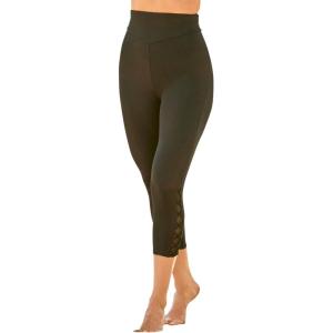 Swimsuits for All Swim 365 Women’s Plus Size High-Waisted Swim Capri with Lattice Detail(Black)