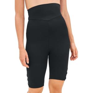 Swimsuits for All Swim 365 Women’s Plus Size Lattice-Detailed High-Waist Bike Short(Black)