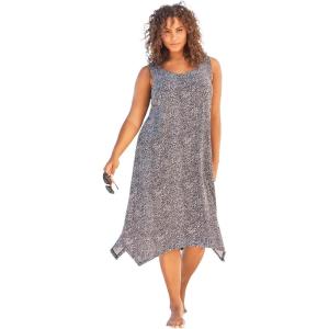 Swimsuits for All Swim 365 Women’s Plus Size Sharktail Beach Cover Up(Black Mini Leopard)