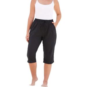 Swimsuits for All Swim 365 Women’s Plus Size Taslon Cover Up Capri Pant(Black)