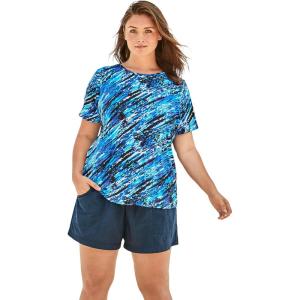 Swimsuits for All Swim 365 Women’s Plus Size The Swim Tee(Silver Foil Animal)