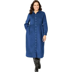 Woman Within Plus Size Button Front Corduroy Dress(Royal Navy)