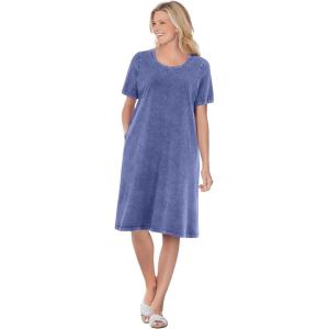 Woman Within Plus Size Perfect Short-Sleeve Crewneck Tee Dress(Stonewash)