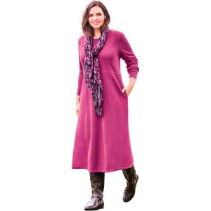 Woman Within Plus Size Petite Thermal Knit A-Line Dress(Raspberry)