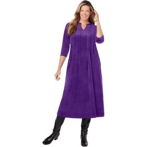 Woman Within Plus Size Pintuck Velour Dress(Radiant Purple)