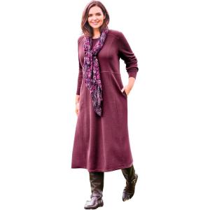 Woman Within Plus Size Thermal Knit A-Line Dress(Deep Claret)