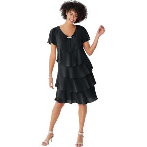 Woman Within Plus Size Three-Tier Dress(Black)