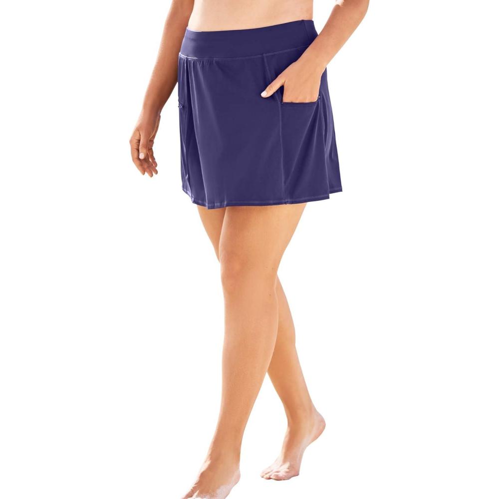image:imageSwim 365 Womens Plus Size ZipPocket Swim SkortNavy
