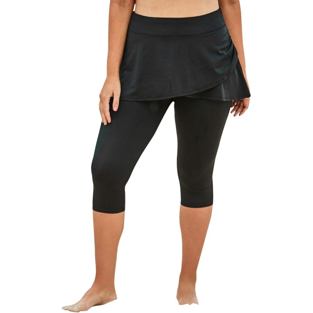 image:imageSwimsuits for All Swim 365 Womens Plus Size Skirted Swim Capri PantBlack
