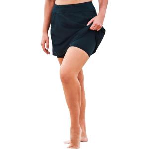 Swim 365 Women’s Plus Size Zip-Pocket Swim Skort(Black)