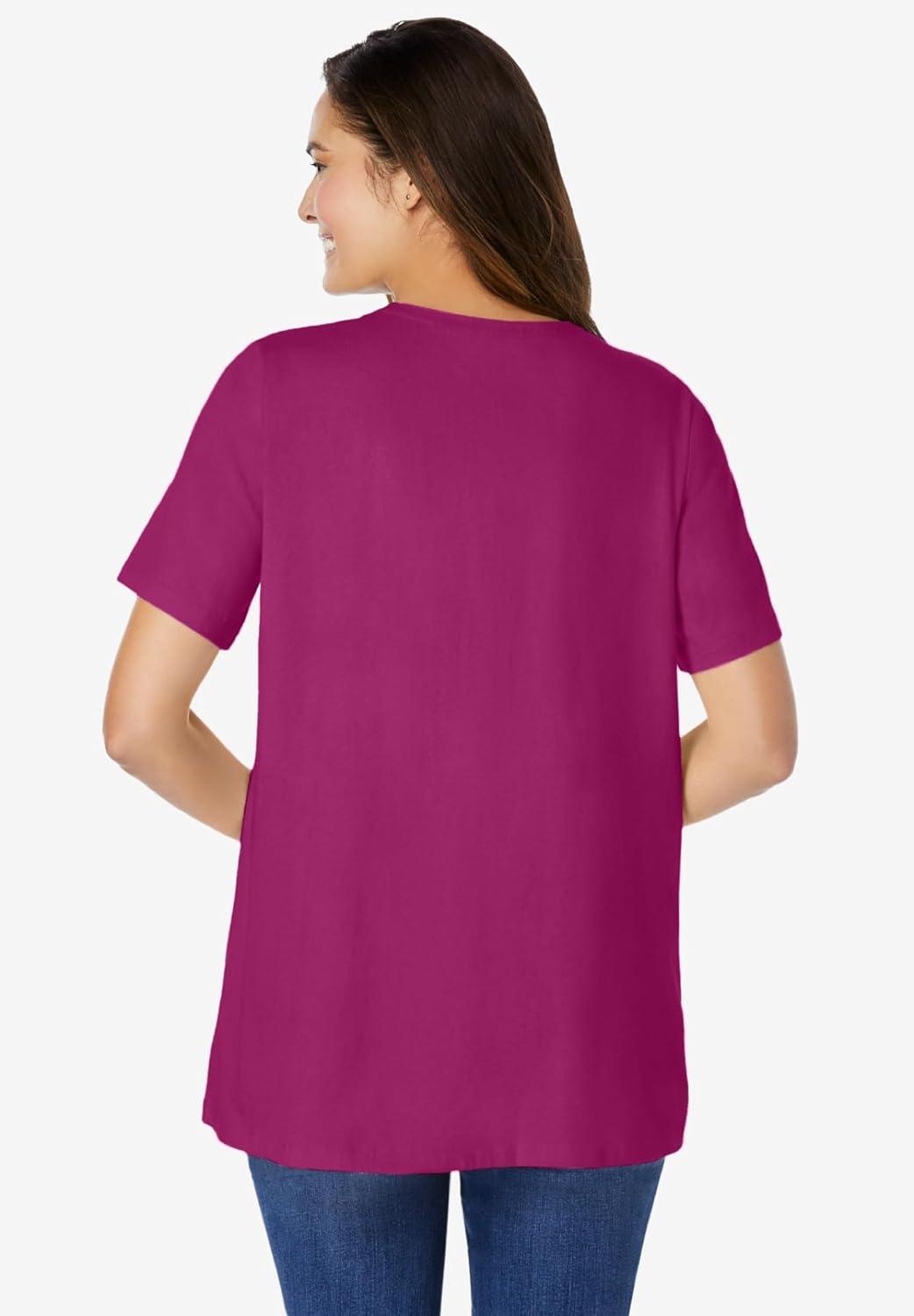 image:imageWoman Within Plus Size Eyelet Henley TeeRaspberry