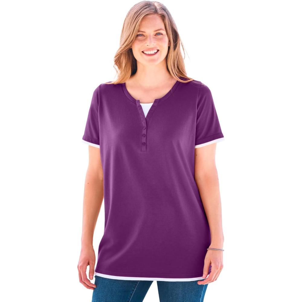image:imageWoman Within Plus Size LayeredLook TeePlum Purple
