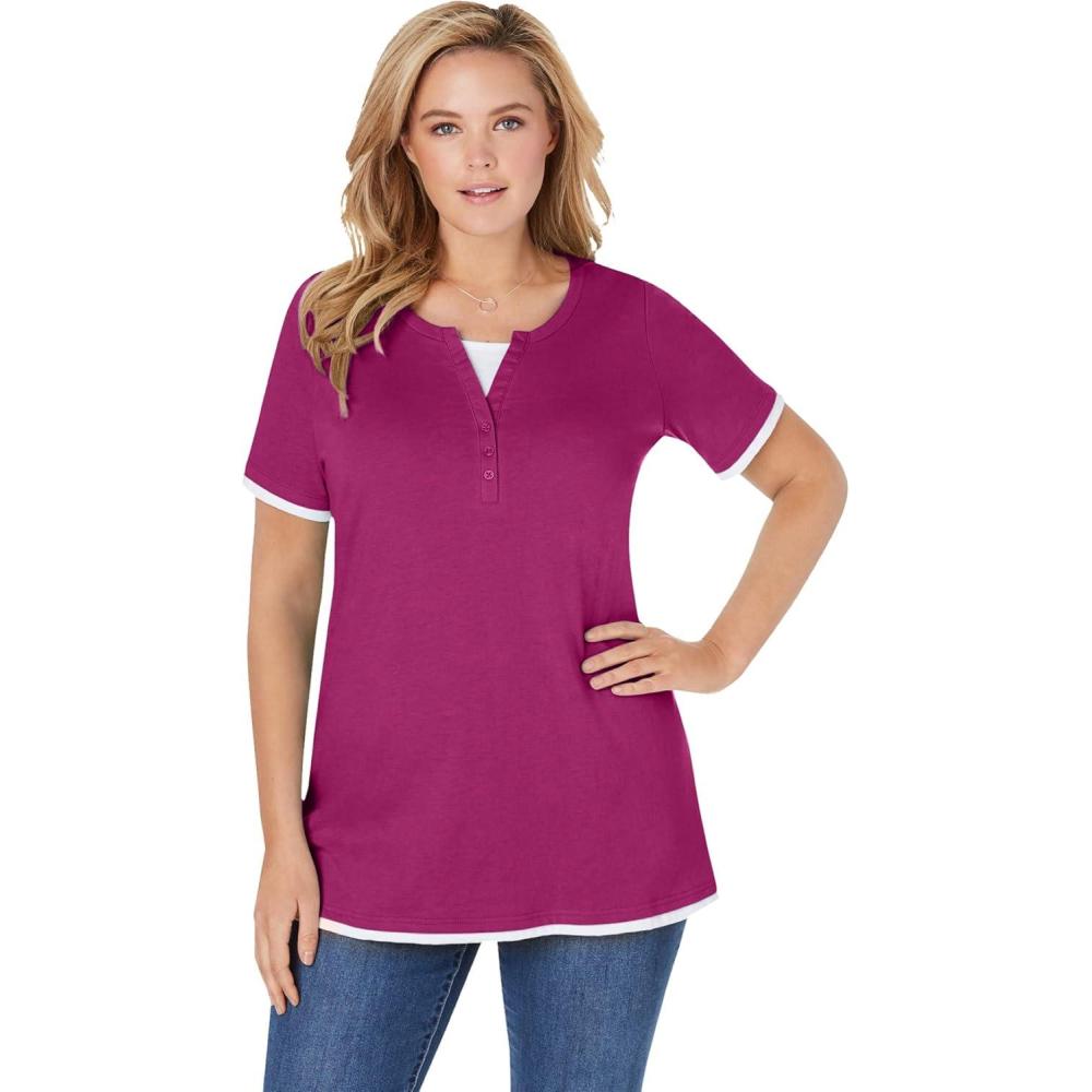 image:imageWoman Within Plus Size LayeredLook TeeRaspberry