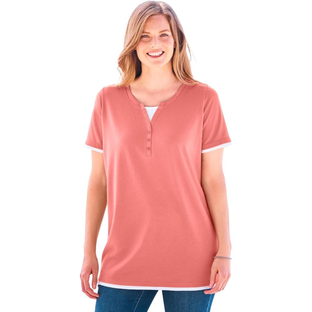 image:imageWoman Within Plus Size LayeredLook TeeSweet Coral