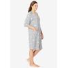 Dreams & Co. Plus Size Short French Terry Zip-Front Robe(Pool Blue Shadow Floral)