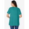 Woman Within Plus Size Eyelet Henley Tee(Waterfall)