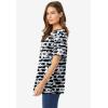 Woman Within Plus Size Perfect Printed Short-Sleeve Crewneck Tee(Black Batik Hibiscus)