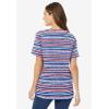 Woman Within Plus Size Perfect Printed Short-Sleeve V-Neck Tee(Bright Cobalt Painterly Stripe)
