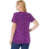Woman Within Plus Size Perfect Printed Short-Sleeve V-Neck Tee(Bright Cobalt Painterly Stripe (5975))