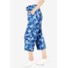 Woman Within Plus Size Sport-Knit Pull-On Capri Pants(Royal Navy Tie Dye)