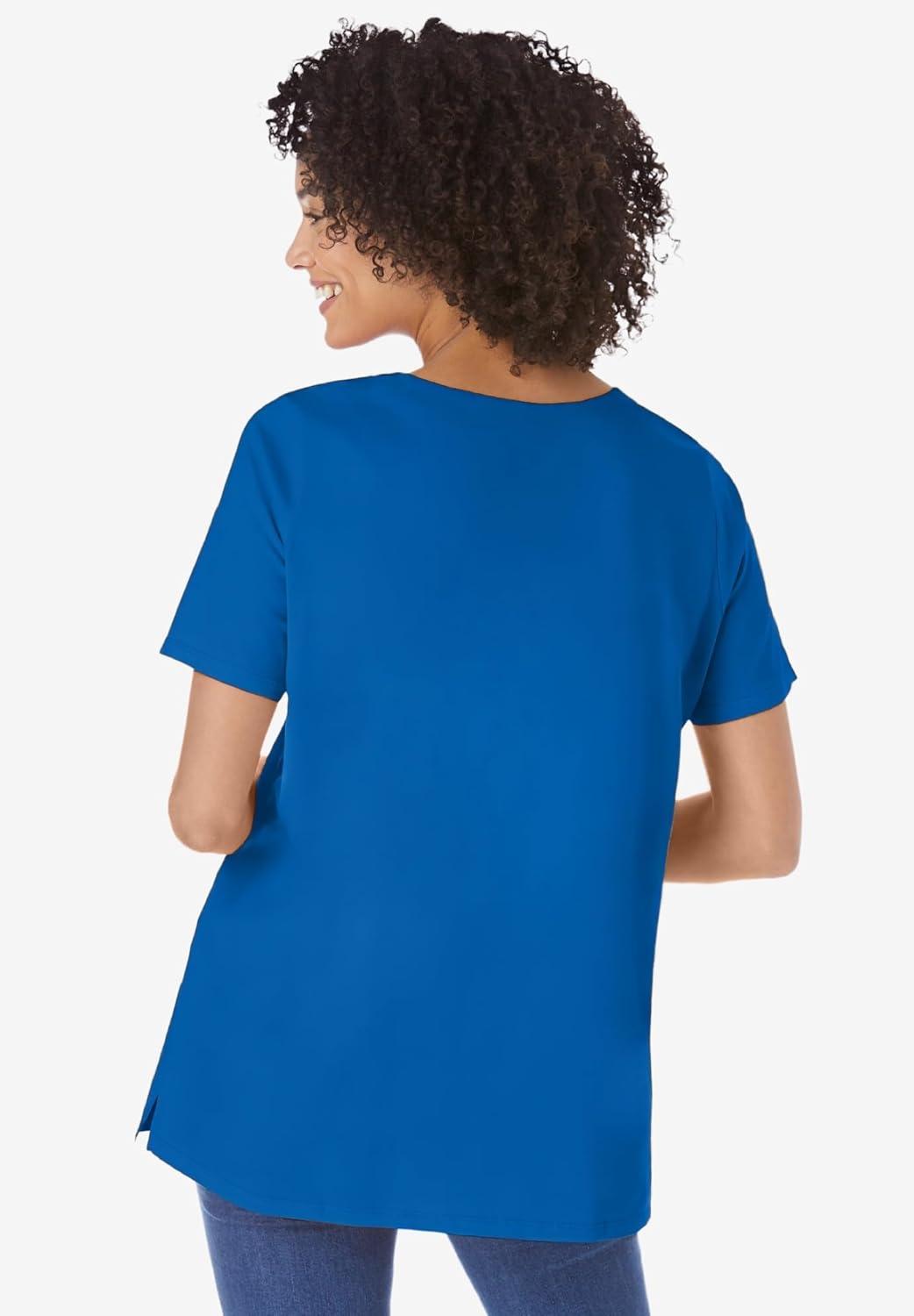 image:imageWoman Within Plus Size Perfect ShortSleeve Keyhole TeeBright Cobalt
