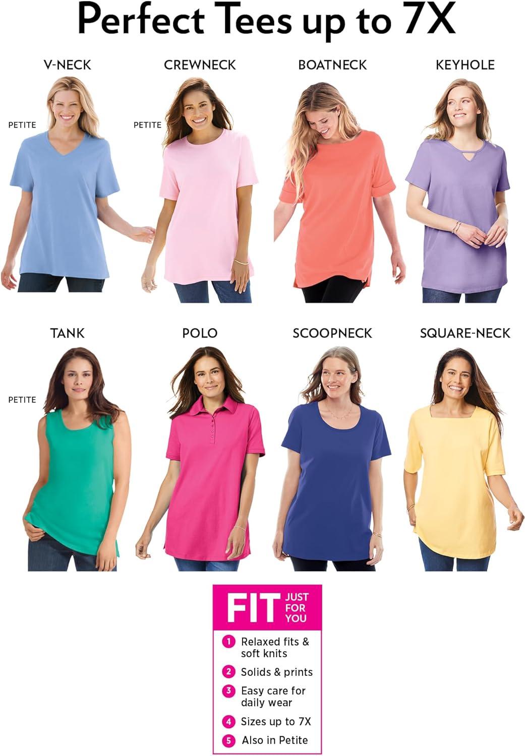 image:imageWoman Within Plus Size Perfect ShortSleeve Keyhole TeeBright Cobalt