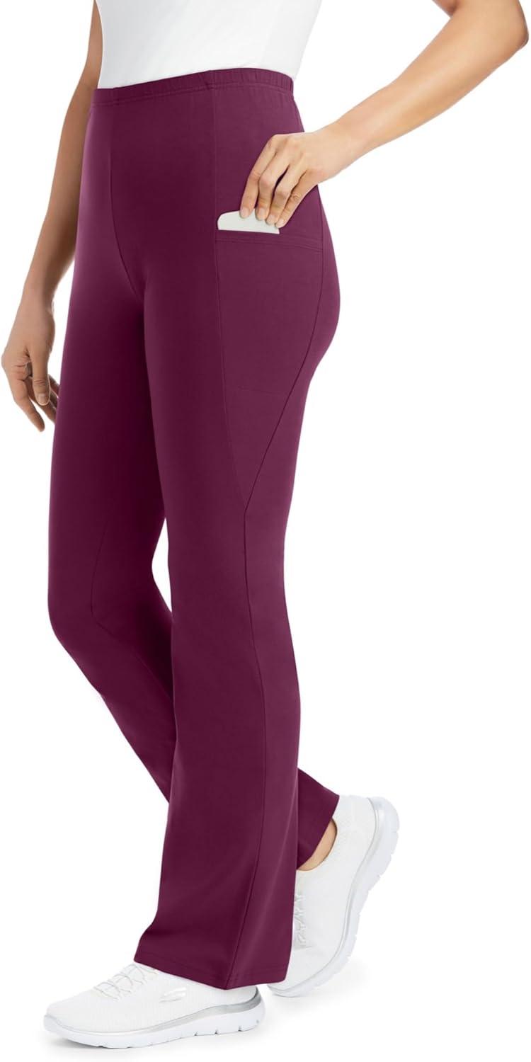 image:imageWoman Within Plus Size StretchCotton Knit PullOn Bootcut Pocket LeggingsDeep Claret