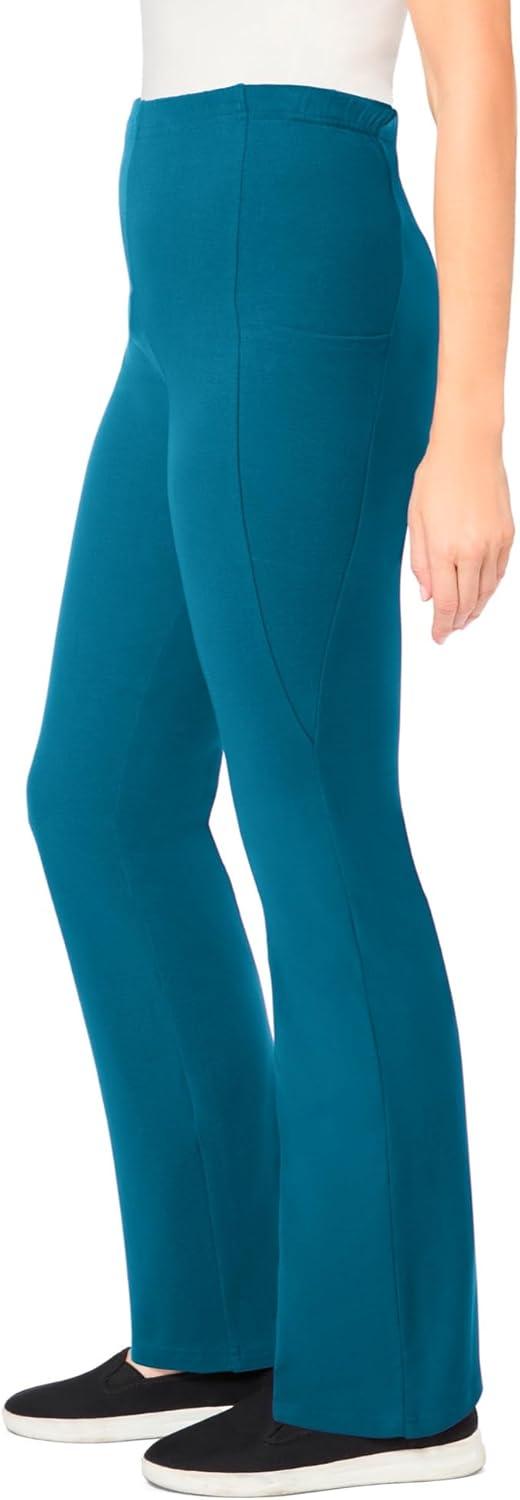image:imageWoman Within Plus Size StretchCotton Knit PullOn Bootcut Pocket LeggingsDeep Teal