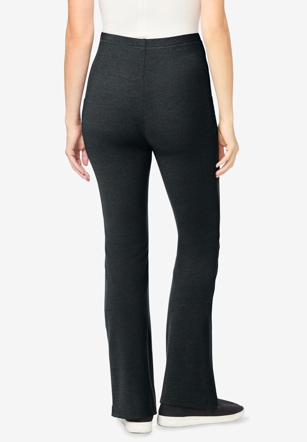 image:imageWoman Within Plus Size StretchCotton Knit PullOn Bootcut Pocket LeggingsHeather Charcoal