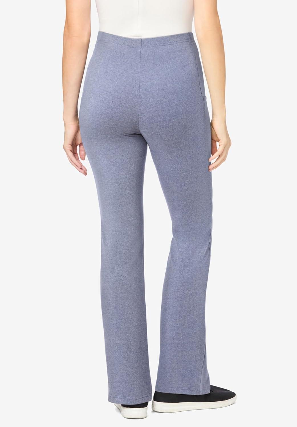 image:imageWoman Within Plus Size StretchCotton Knit PullOn Bootcut Pocket LeggingsHeather Navy