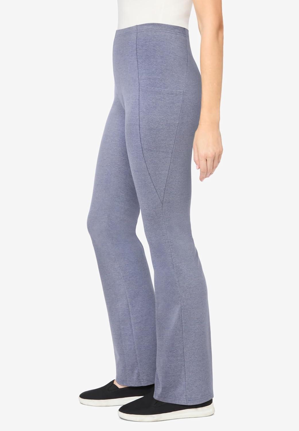 image:imageWoman Within Plus Size StretchCotton Knit PullOn Bootcut Pocket LeggingsHeather Navy