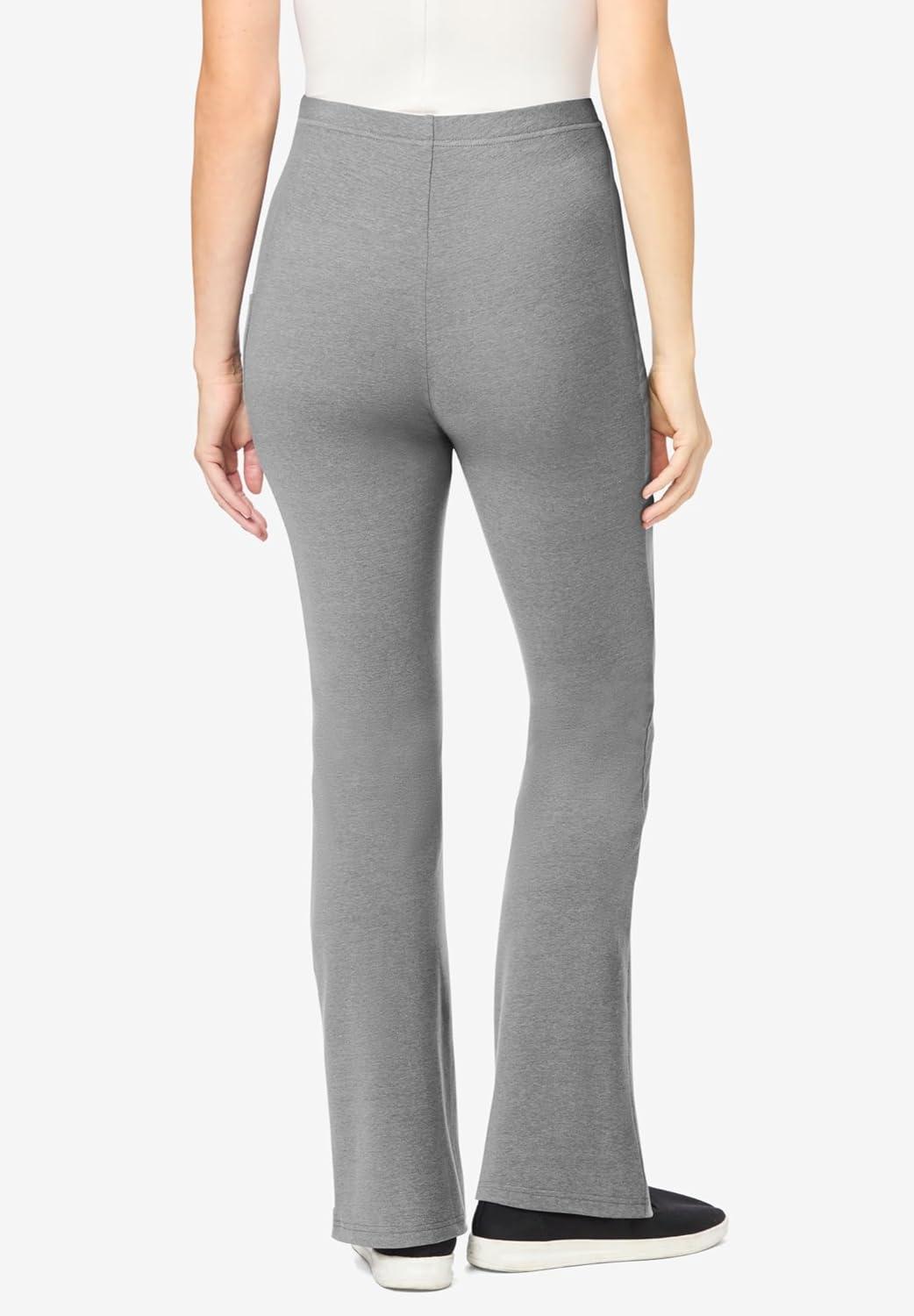 image:imageWoman Within Plus Size StretchCotton Knit PullOn Bootcut Pocket LeggingsMedium Heather Grey