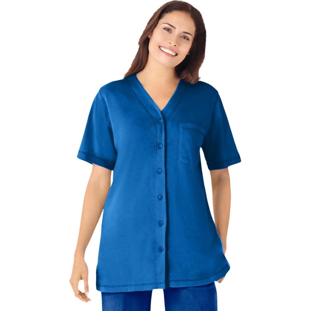 image:imageWoman Within Plus Size 7Day ShortSleeve Baseball TunicDeep Cobalt