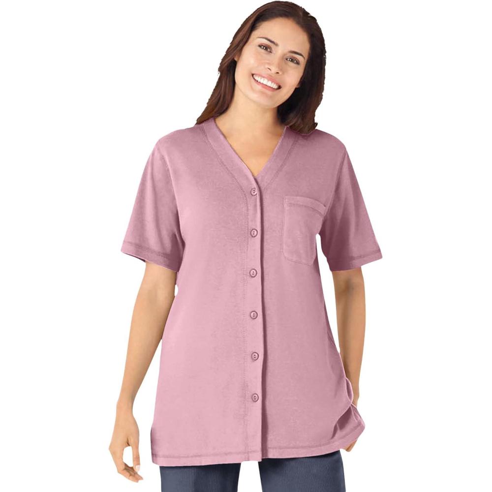 image:imageWoman Within Plus Size 7Day ShortSleeve Baseball TunicDusty Pink