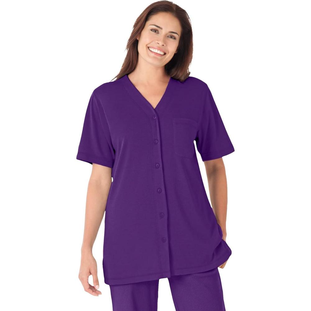 image:imageWoman Within Plus Size 7Day ShortSleeve Baseball TunicRadiant Purple
