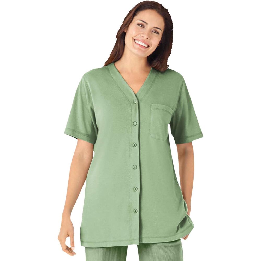 image:imageWoman Within Plus Size 7Day ShortSleeve Baseball TunicSage