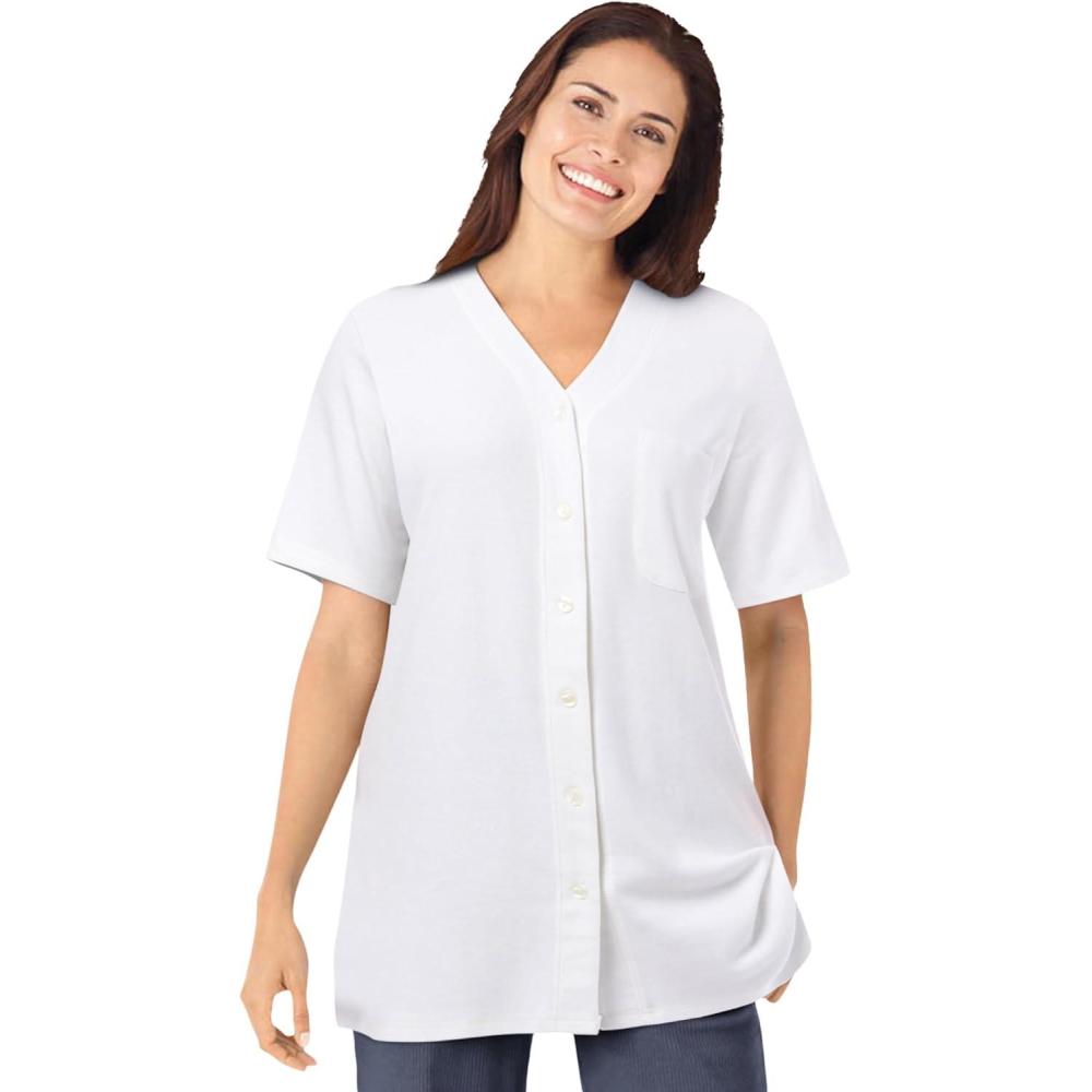 image:imageWoman Within Plus Size 7Day ShortSleeve Baseball TunicWhite