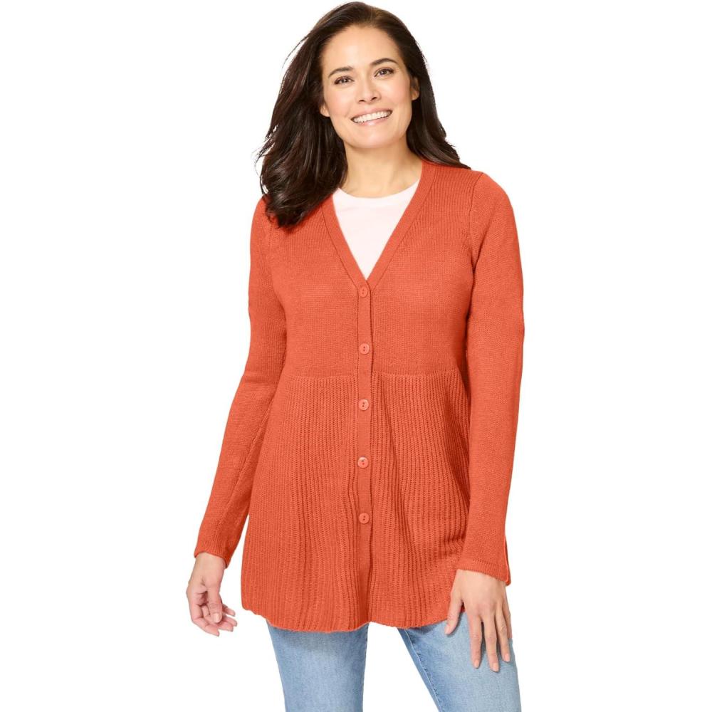 image:imageWoman Within Plus Size Babydoll Cardigan SweaterPumpkin