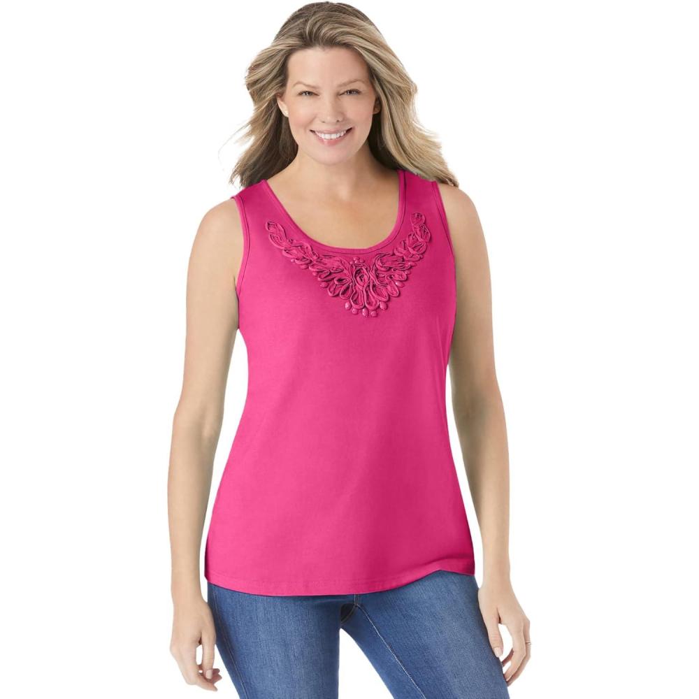image:imageWoman Within Plus Size Beaded Tank TopRaspberry Sorbet