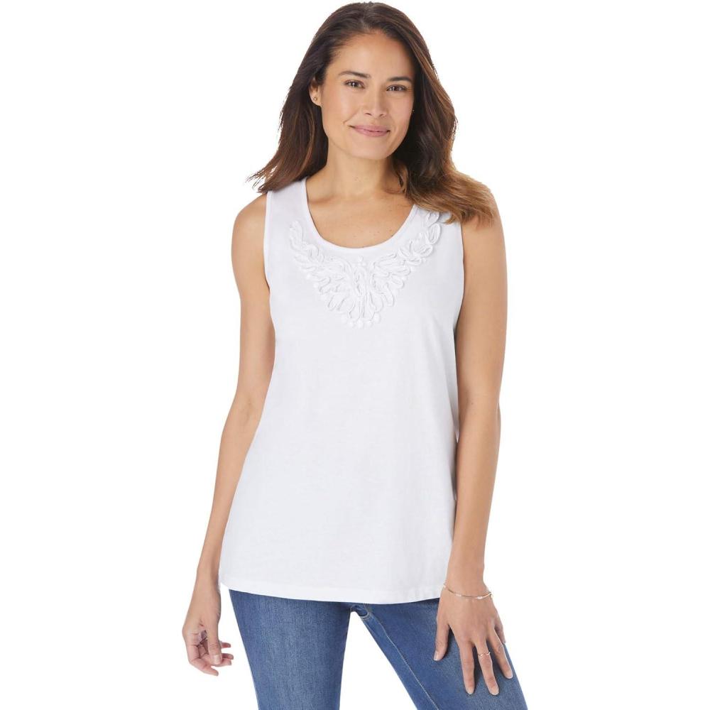 image:imageWoman Within Plus Size Beaded Tank TopWhite