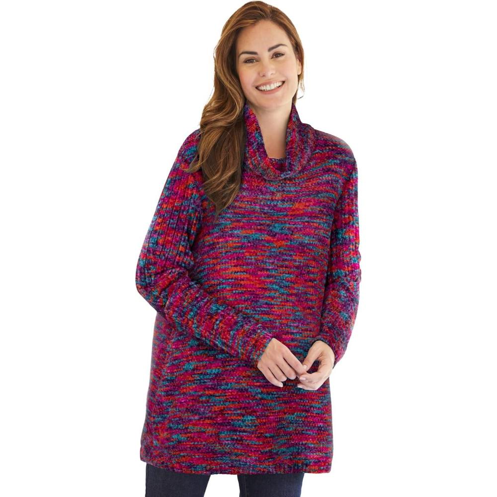 image:imageWoman Within Plus Size Chenille Cowlneck SweaterJewel Space Dye