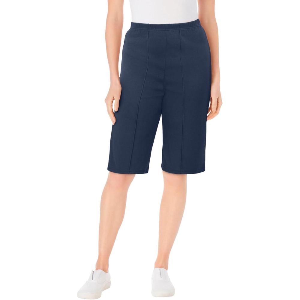 image:imageWoman Within Plus Size Knit Bermuda ShortNavy